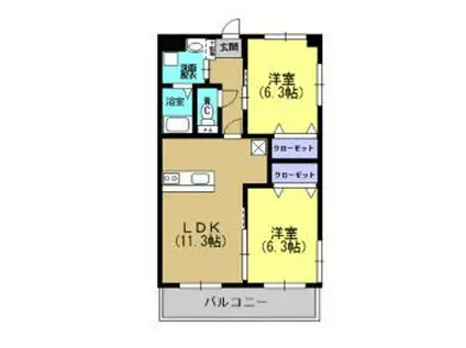 カーサ・サリーレ(2LDK/2階)の間取り写真