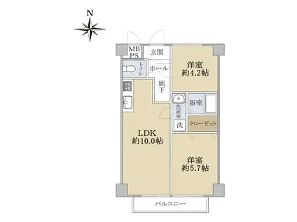 ライオンズマンション京都岡崎第2(2LDK/3階)の間取り写真