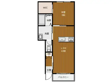 ピース・ヴィラ A棟(1LDK/1階)の間取り写真