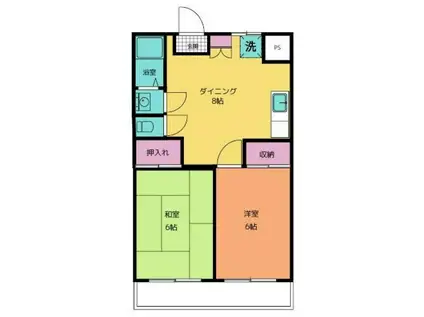 コスモプレイス北原台(2DK/3階)の間取り写真