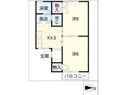 ラ・メゾン(2K/2階)の間取り写真