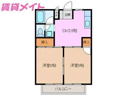 シティハイツヤマノ(2DK/2階)の間取り写真