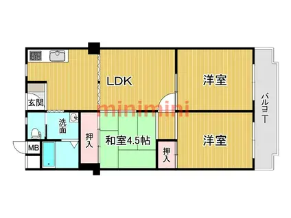 メガロコープ茨木II(3LDK/3階)の間取り写真