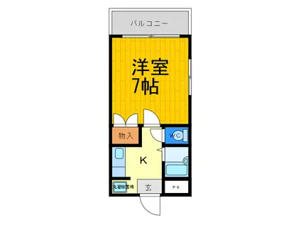 マリンハイムTWIN E(1K/3階)の間取り写真