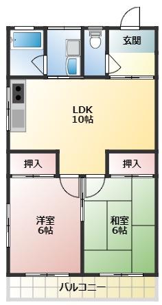 サニーハイツ(2LDK/2階)の間取り写真