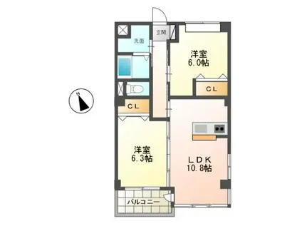 サンパレスVIII(2LDK/3階)の間取り写真