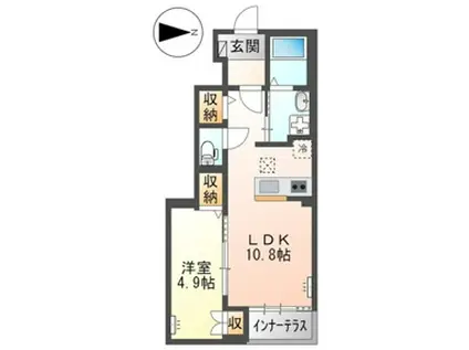 エルシオンII(1LDK/1階)の間取り写真