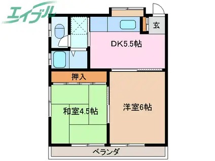 田中アパート(2DK/2階)の間取り写真
