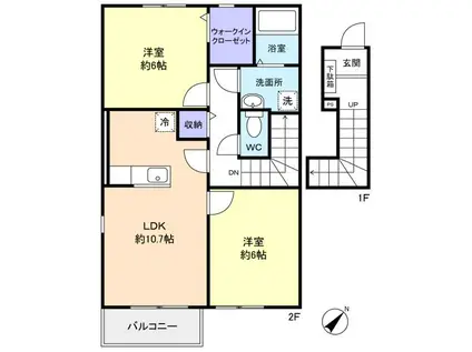 サンガーデン和泉 壱番館(2LDK/2階)の間取り写真