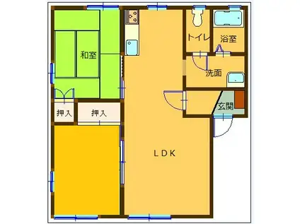 フレグランス琴海(2LDK/1階)の間取り写真