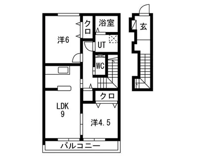 知多八幡アパート(2LDK/2階)の間取り写真