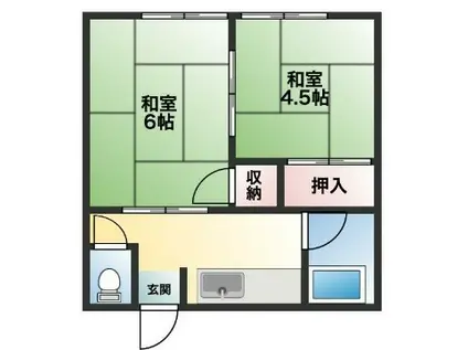 田中荘(2K/1階)の間取り写真