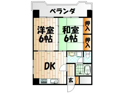 コーポ小林 小倉(2DK/6階)の間取り写真