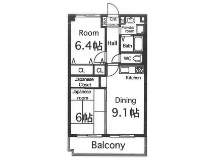 ピアニスクエア(2DK/2階)の間取り写真