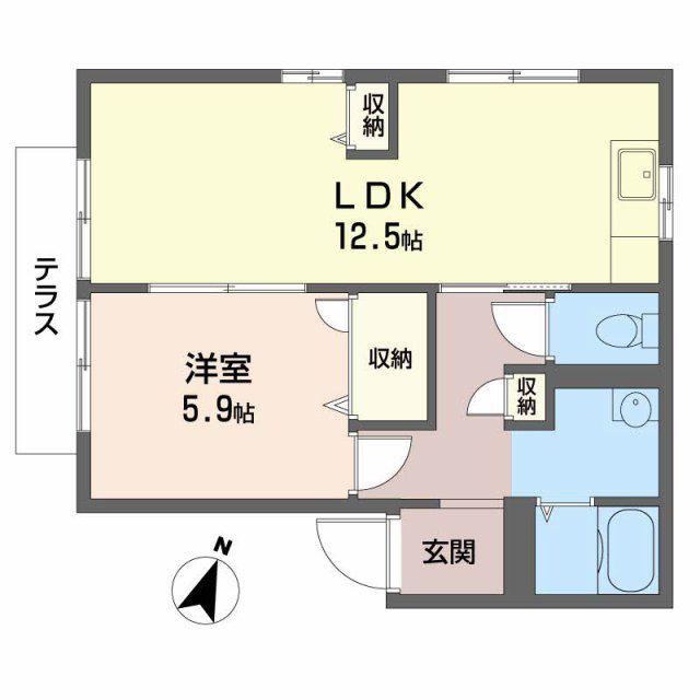 中郷第1ハイツ(1LDK/1階)の間取り写真
