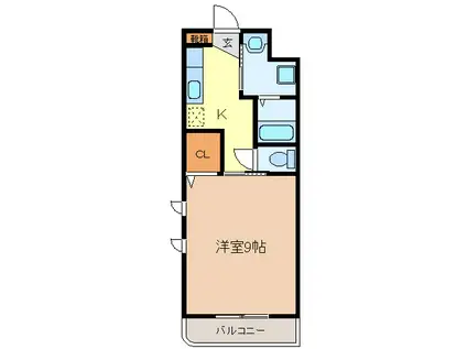 アンジュール川方(1K/3階)の間取り写真