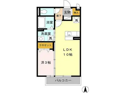 メゾンドソレイユ(1LDK/2階)の間取り写真
