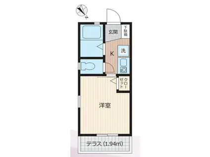 GAヒルズ鶴ヶ峰(1K/1階)の間取り写真