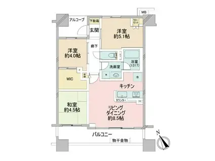 ナイスエスアリーナ川崎駅前通(3LDK/3階)の間取り写真