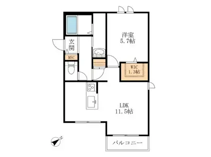 AF サンクレスタ(1LDK/2階)の間取り写真