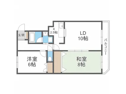 コスモB棟(2LDK/3階)の間取り写真