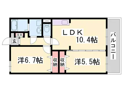 フィオーレH&K(2LDK/3階)の間取り写真