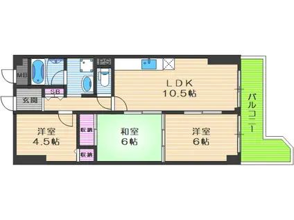 おおきに大阪天満サニーアパートメント(3LDK/4階)の間取り写真