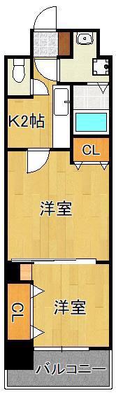 木下鉱産ビル 3(2K/5階)の間取り写真