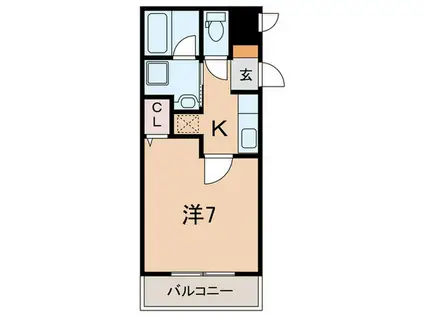 パルティール花水木(1K/4階)の間取り写真