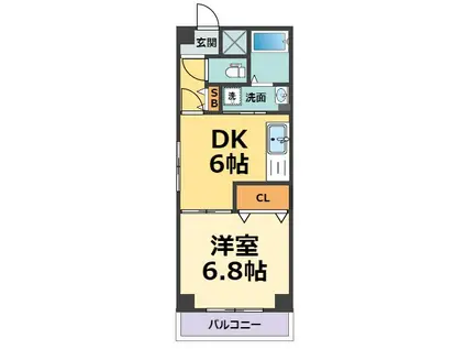 セレナ東甲子園(1DK/4階)の間取り写真