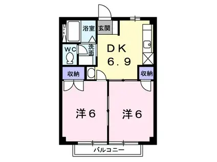 ニューシティ梶B(2DK/1階)の間取り写真