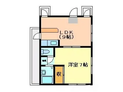 ベレンド(1LDK/3階)の間取り写真