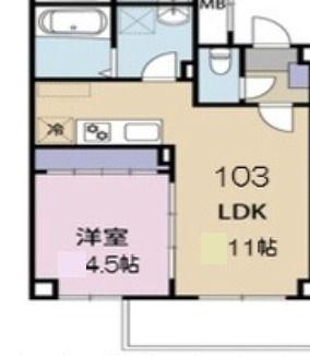 アリビラ六甲(1LDK/1階)の間取り写真