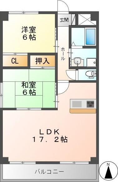 グラード(2LDK/5階)の間取り写真