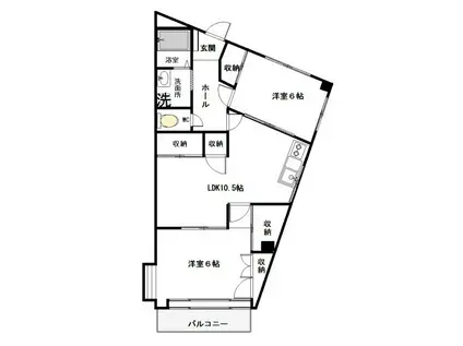 コーポ梅園(2LDK/3階)の間取り写真