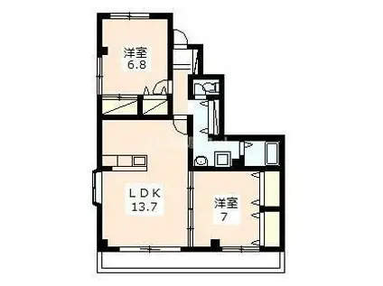 カーサ大平台I(2LDK/2階)の間取り写真