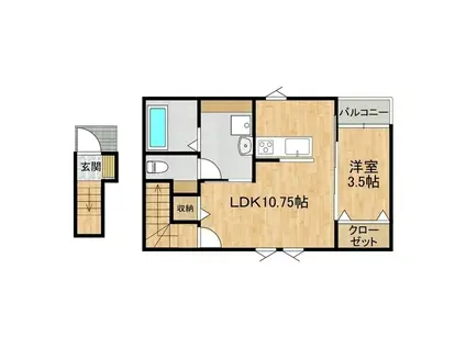 スールソレイユうずら野(1LDK/2階)の間取り写真