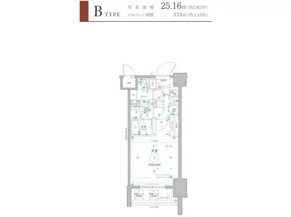 LEA横濱阪東橋参番館(1K/2階)の間取り写真