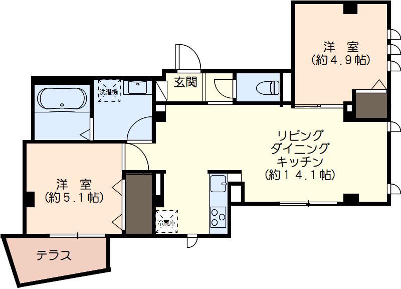 アイリスガーデン小石川(2LDK/1階)の間取り写真