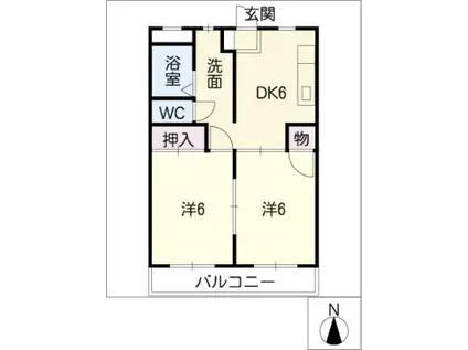エトワール(2DK/2階)の間取り写真