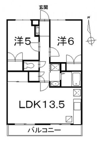 ハイビスカスA(2LDK/3階)の間取り写真
