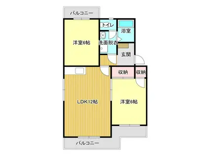 サンブライトン(2LDK/1階)の間取り写真