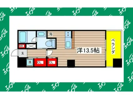 グレンパーク中島(ワンルーム/4階)の間取り写真