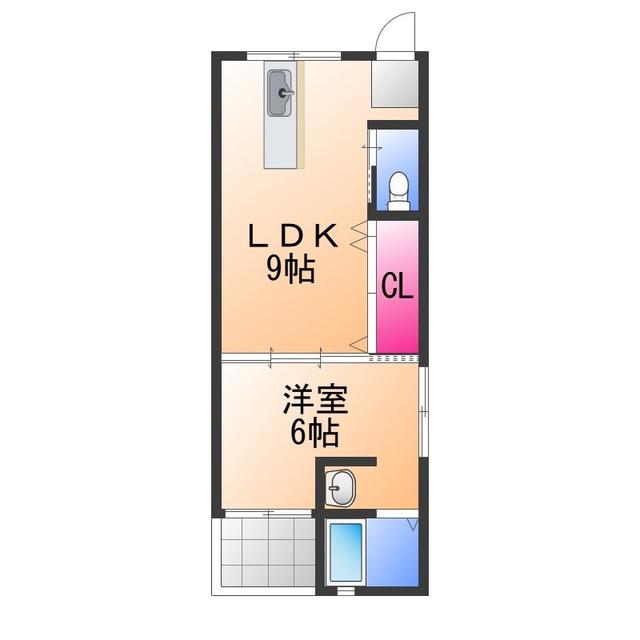 羽衣グリーンハイツ(1LDK/4階)の間取り写真