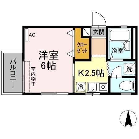 山城TOC(1K/1階)の間取り写真