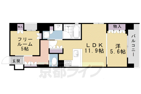 リーガル京都堀川中立売II(1SLDK/6階)の間取り写真