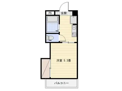 セルリアンブルーII(1K/1階)の間取り写真