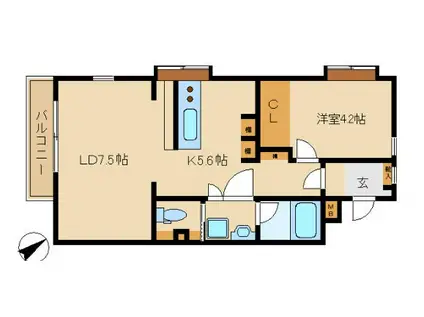 戸越公園アパートメント(1LDK/2階)の間取り写真