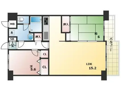 ダイアパレス西明石SS(2LDK/11階)の間取り写真