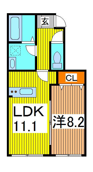 アンクレット(1LDK/1階)の間取り写真